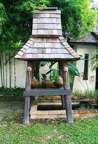istock clay water pot at house gate 450592103