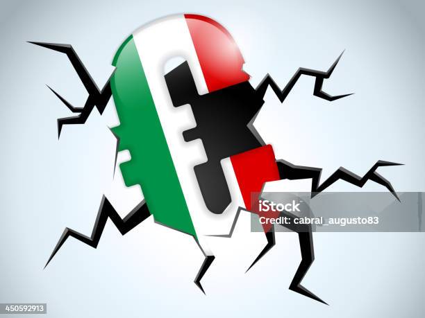 Vetores de Euro Dinheiro Crise Itália Bandeira Crack No Chão e mais imagens de Bandeira Italiana - Bandeira Italiana, Buraco, Banco - Edifício financeiro