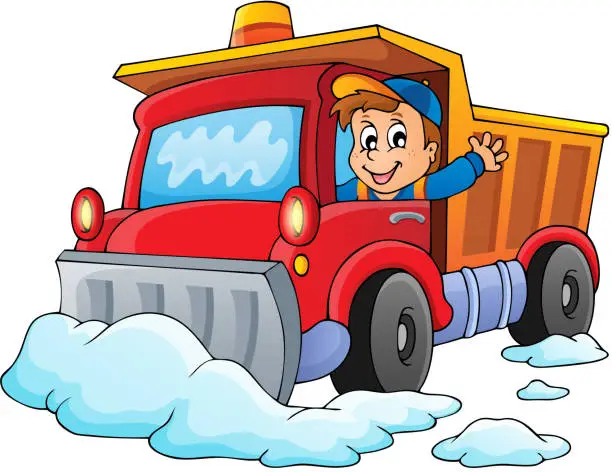 Vector illustration of Snow plough theme image 1