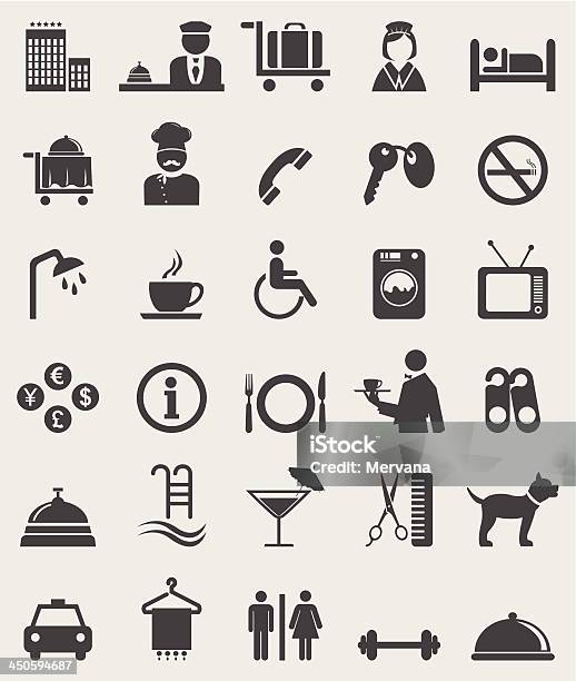 Hotel Complete Icons Setvector Stock Illustration - Download Image Now - Icon Symbol, Room Service, Hotel