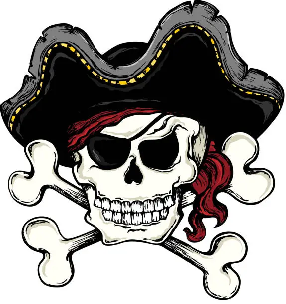 Vector illustration of Vintage pirate skull theme 1