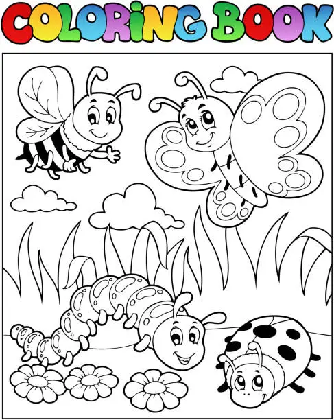 Vector illustration of Coloring book bugs theme image 2