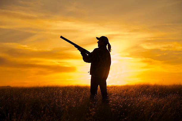 istock Woman Bird Hunter at Sunrise 450596759