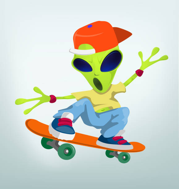 śmieszna cudzoziemca - mascot alien space mystery stock illustrations