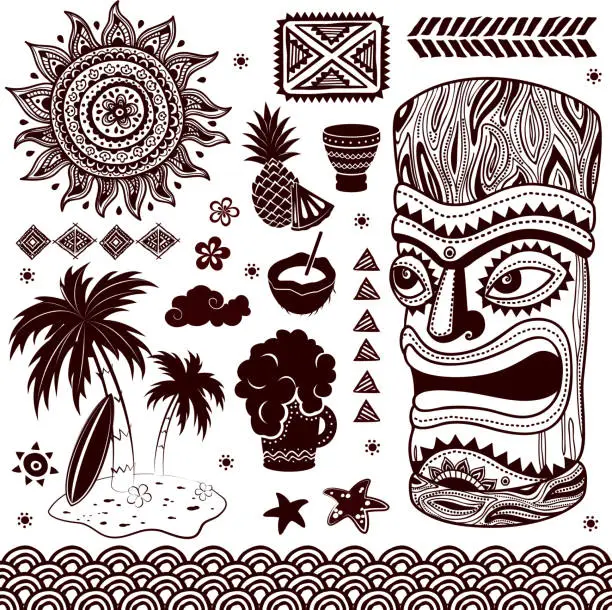 Vector illustration of Seamless vector illustration of tropical elements