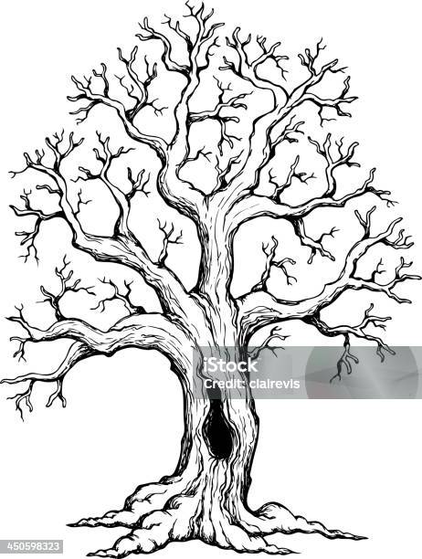 Desenho De Árvore Tema 1 - Arte vetorial de stock e mais imagens de Desenho - Desenho, Flora, Preto e Branco