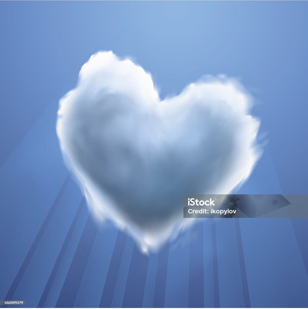 Corazón en forma de nube en el cielo - arte vectorial de Abstracto libre de derechos