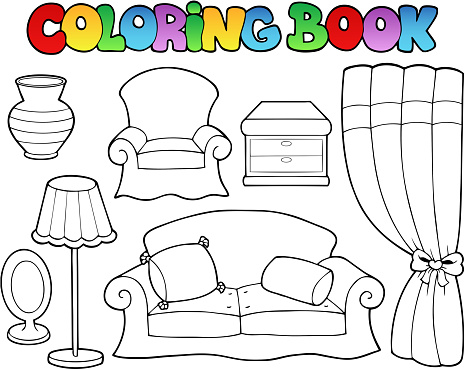 Ilustración de Libro Colorear Varios Muebles 1 y más Vectores Libres de Derechos de - Colorear, Acogedor, Almohada - iStock