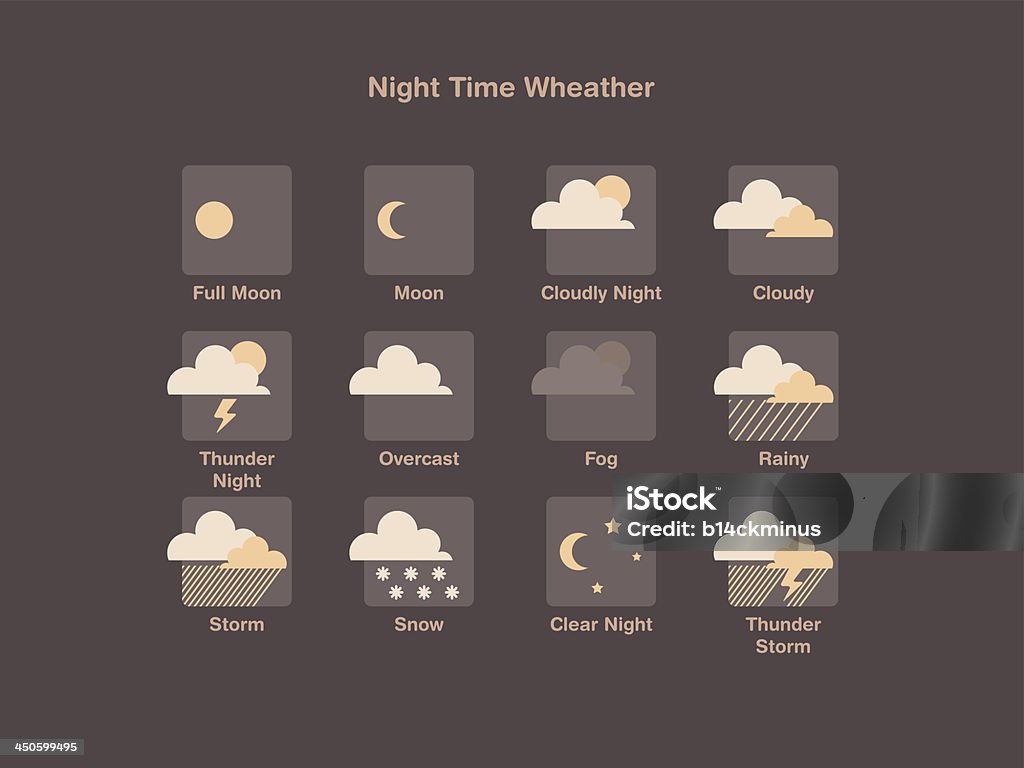 Icono de clima de noche - arte vectorial de Quemado por el sol libre de derechos