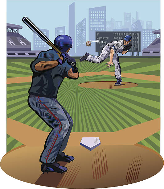 baseball player-pitcher 던지기 공 - baseball batter stock illustrations