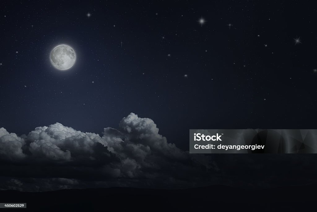 Gwieździsta noc niebo i Księżyc - Zbiór zdjęć royalty-free (Astrologia)