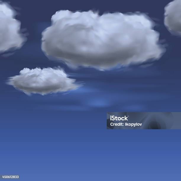 Синее Небо С Облаками Векторные Фон — стоковая векторная графика и другие изображения на тему Без людей - Без людей, Векторная графика, Ветер