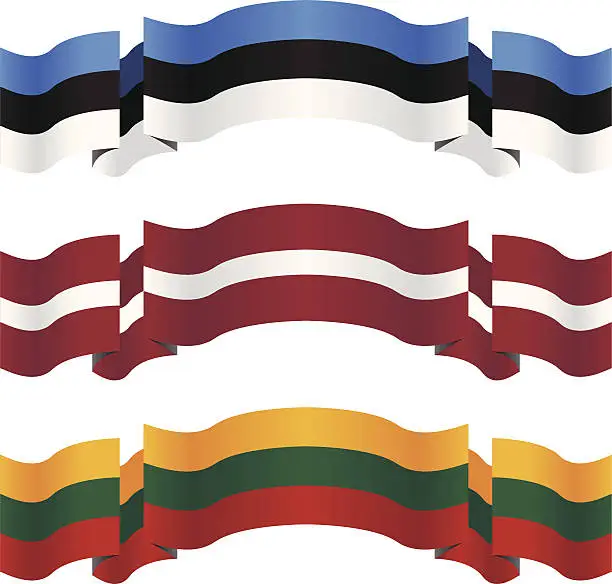 Vector illustration of banners and flags of baltic states