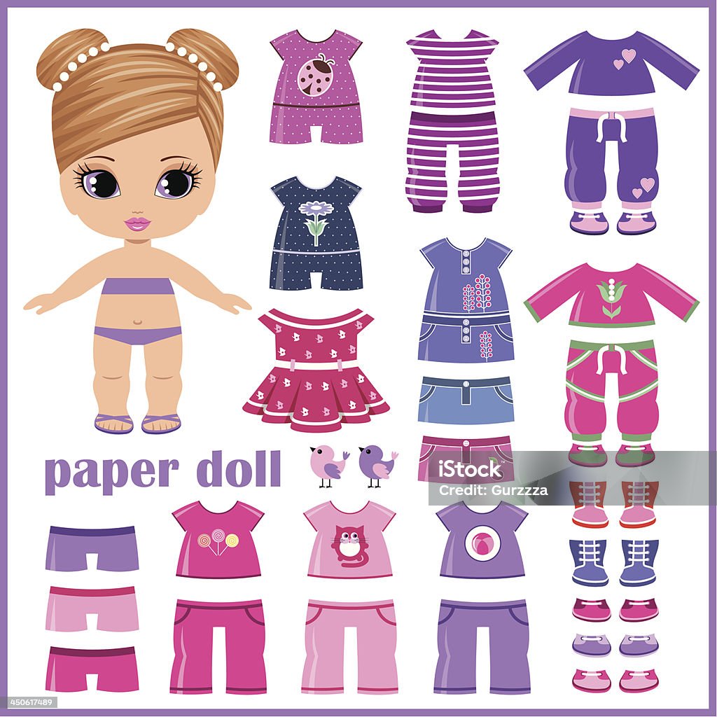 Paper doll with clothes set Image of a paper dol. Baby - Human Age stock vector