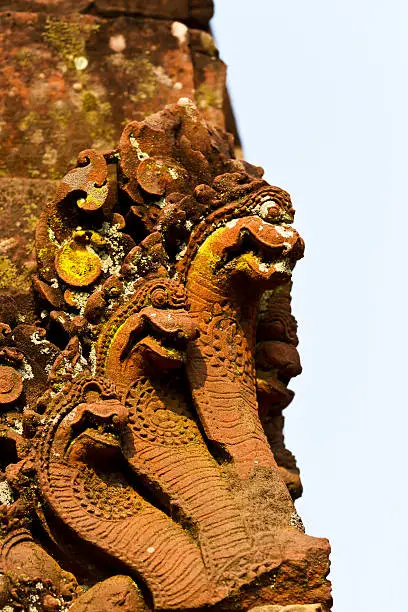 A detail of the Banteay Srei temple near Angkor Wat in Cambodia.