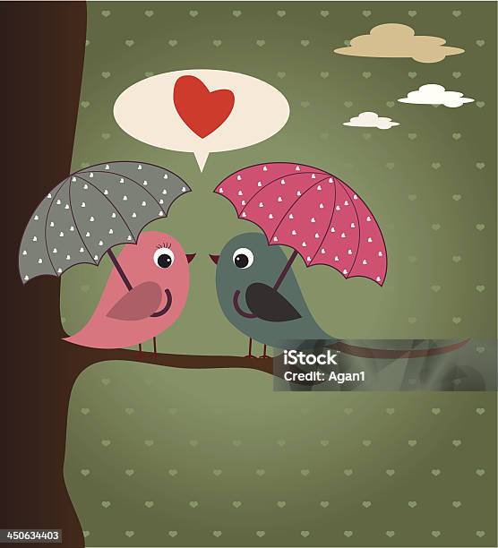 Птиц И Зонтики — стоковая векторная графика и другие изображения на тему Бумага - Бумага, Векторная графика, Время года