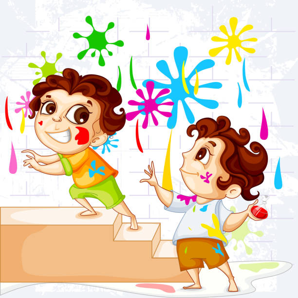 Kids Playing Holi Festival Illustrations, Royalty-Free Vector Graphics &  Clip Art - iStock