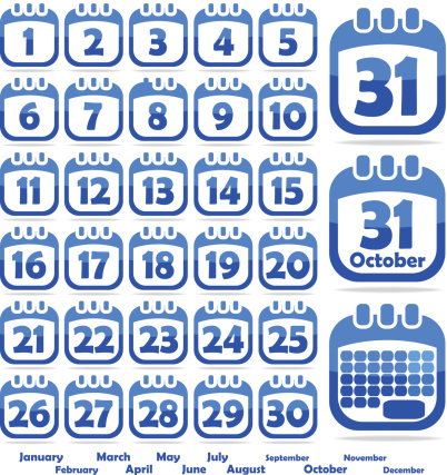 set of web icons in the form of a calendar