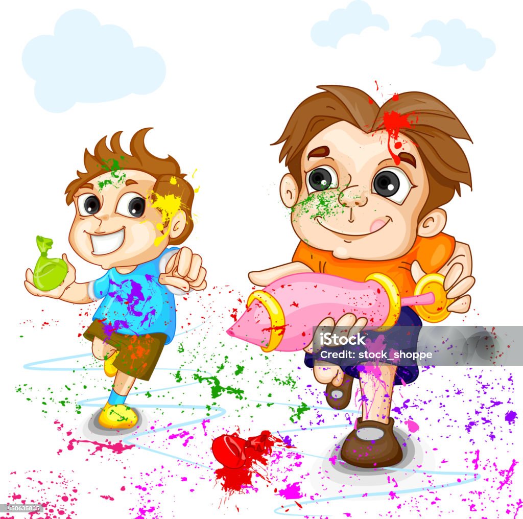 Kids Playing Holi Festival Stock Illustration - Download Image Now -  Backgrounds, Boys, Celebration - iStock