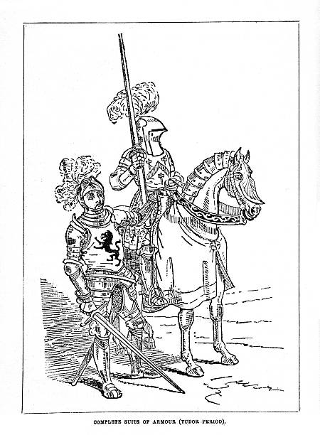 istock Vintage Woodcut Artwork Tudor Armour Suits Knights 450636367