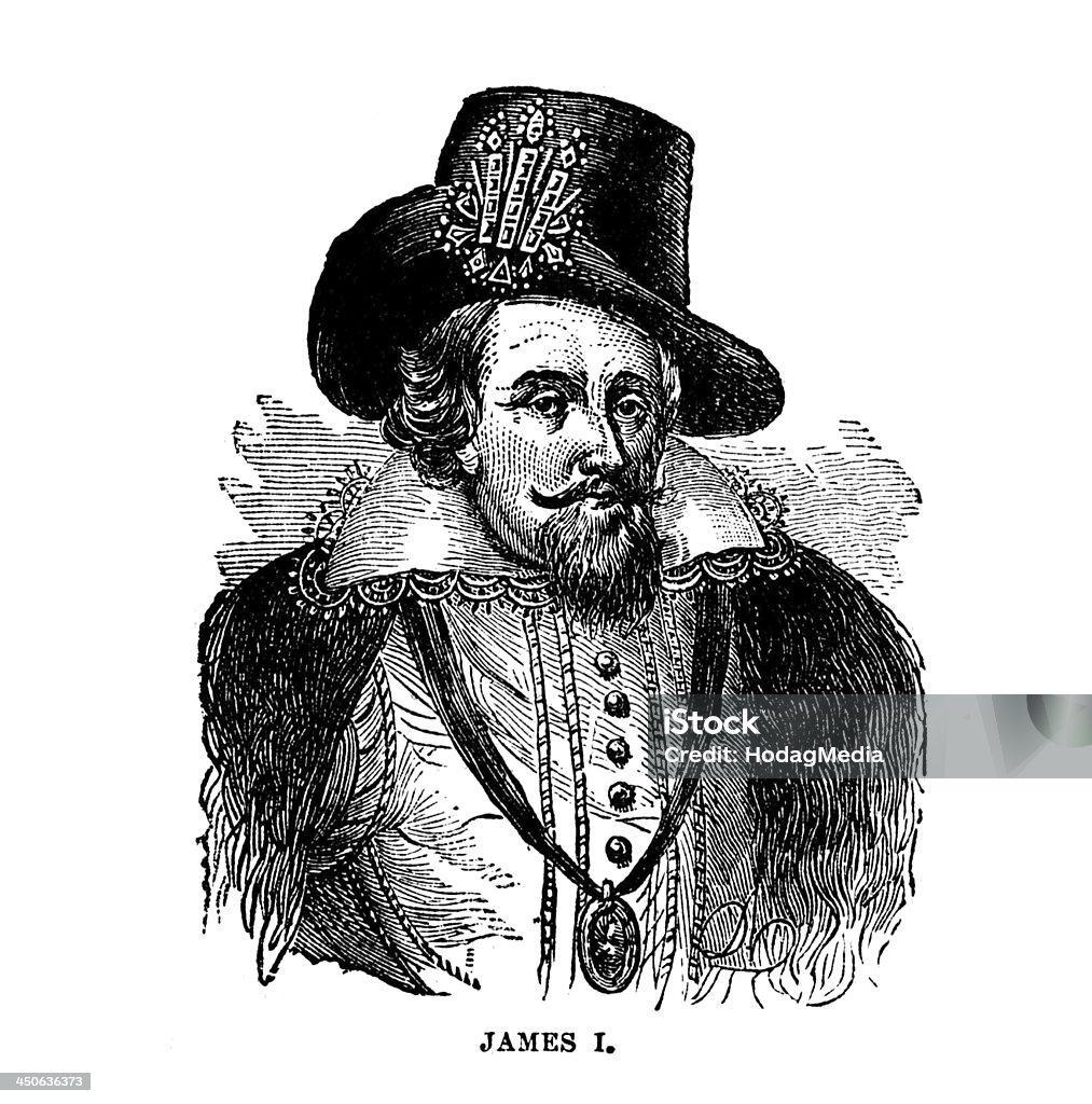 Estampa Xilográfica Vintage arte James I e VI. Lord Darnley - Ilustração de James I royalty-free