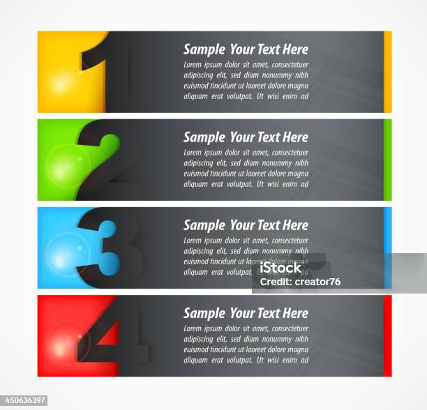 Ensemble De Bannières Colorées Numéro Vecteurs libres de droits et plus d'images vectorielles de Blanc - Blanc, Bleu, Chiffre 1