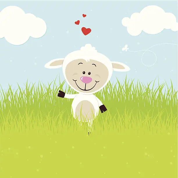 Vector illustration of Lovely little sheep