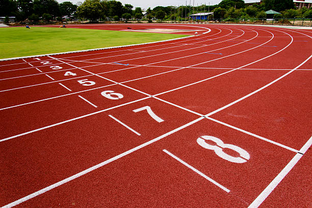 Rojo carrera de atletismo - foto de stock