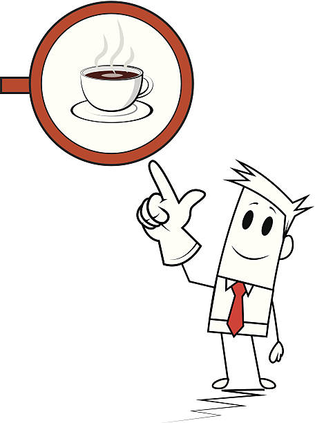 Square guy- coffee shop vector art illustration