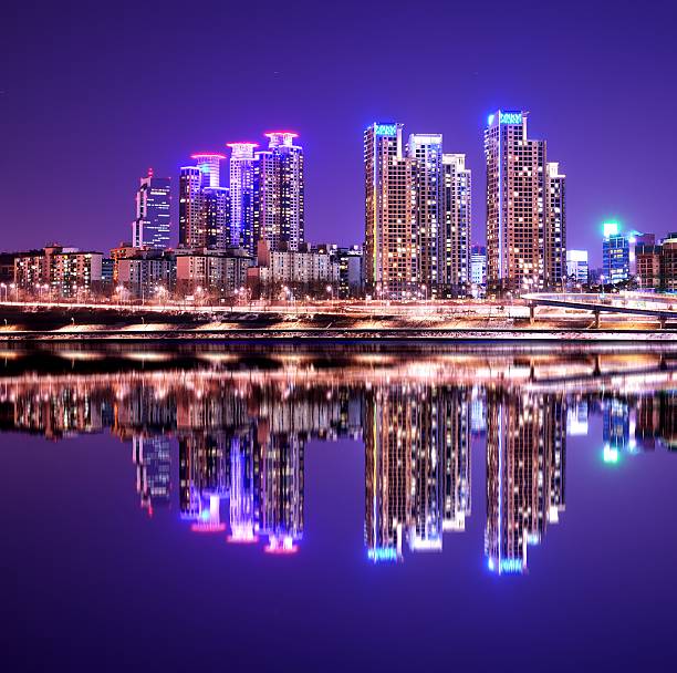 Gangnam District Luxury high rise apartment buildings in Gangnam District, Seoul, South Korea with reflections. kangnamgu stock pictures, royalty-free photos & images