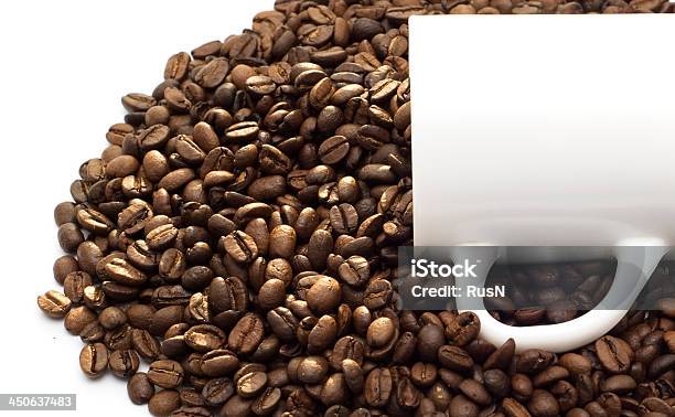 Cup And Coffee Beens Stock Photo - Download Image Now - Black Color, Breakfast, Brown