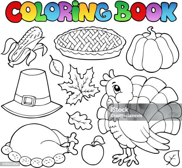 Malbuch Thanksgivingbild 1 Stock Vektor Art und mehr Bilder von Thanksgiving - Thanksgiving, Malbuchseite - Illustrationstechnik, Ausmalen