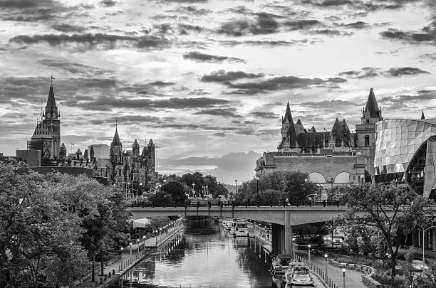 Rideau Canal in Black and White stock photo