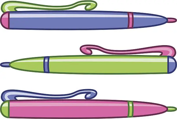 Vector illustration of Set of multicoloured pens