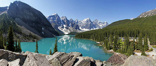 Moraine Lake, Kanada Moraine Lake, Banff Nationalpark, Alberta, Kanada moraine lake stock pictures, royalty-free photos & images