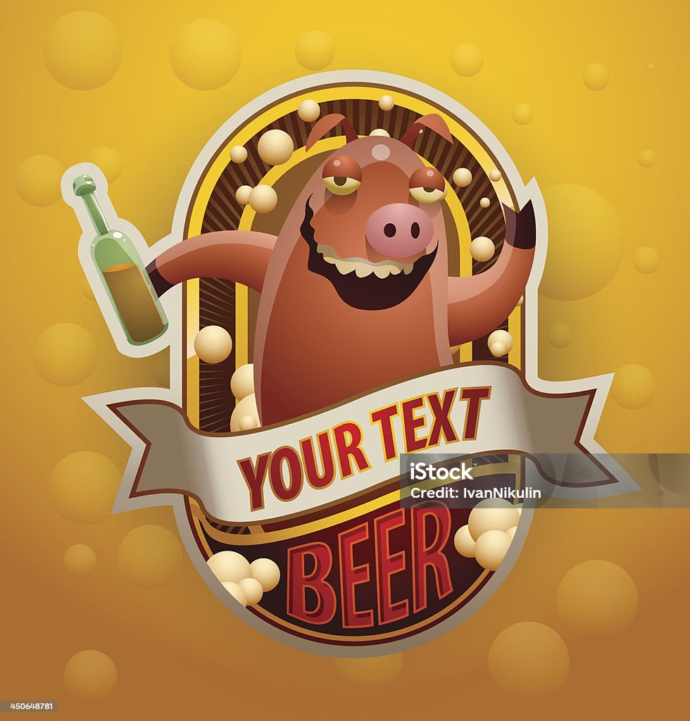 ラベルジョリー豚、ボトル入りの�ビールなど - アルコール飲料のロイヤリティフリーベクトルアート