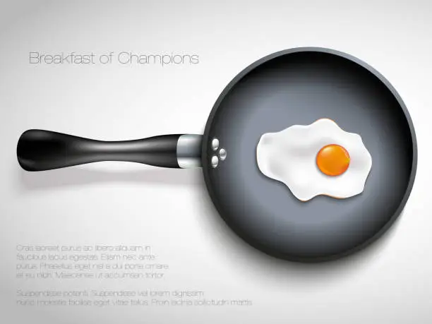 Vector illustration of Frying pan with egg