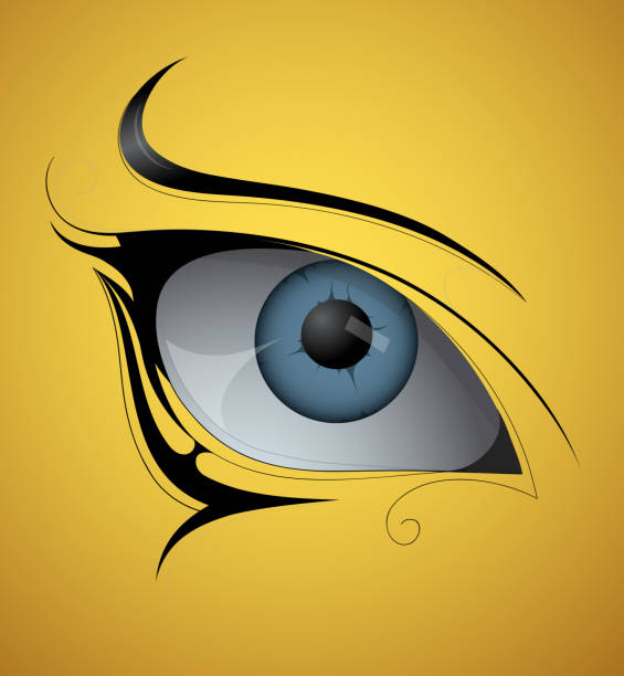 illustrazioni stock, clip art, cartoni animati e icone di tendenza di occhio tatuaggio - human eye cartoon looking blue eyes