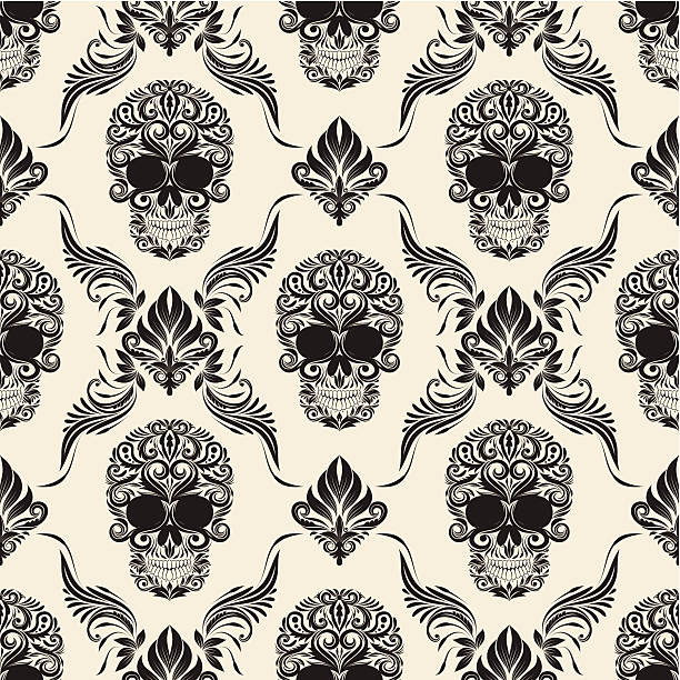 Brown Skull Pattern vector art illustration