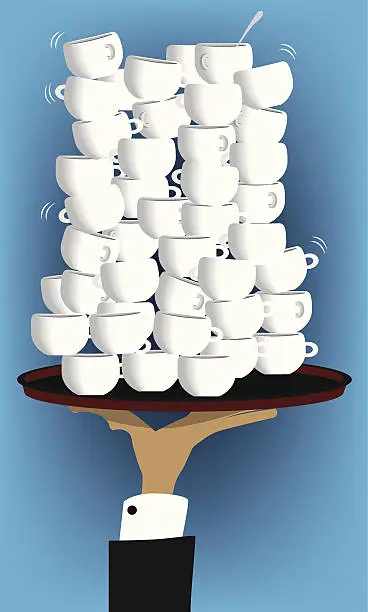 Vector illustration of Coffee cups on a tray