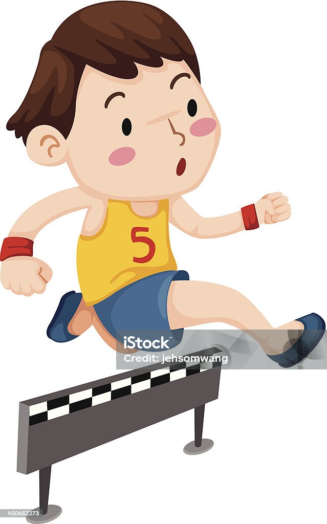 Chłopiec Skoki hurdle - Grafika wektorowa royalty-free (Bieg przez płotki)