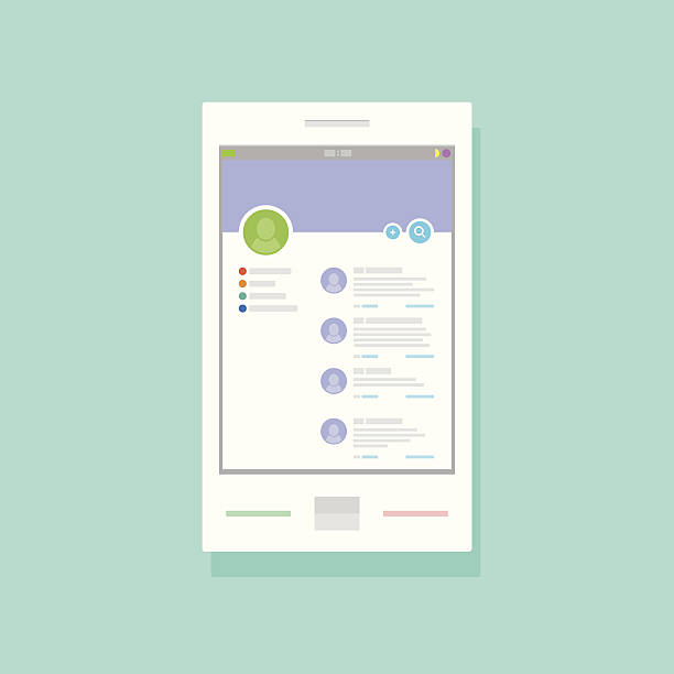 User profile of social networking application on mobile device Vector template of user profile for the Social Network. Clear and simple. news feed icon stock illustrations