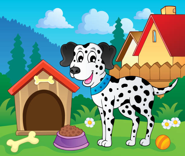 ilustrações de stock, clip art, desenhos animados e ícones de imagem com tema de cão 8 - dog spotted purebred dog kennel