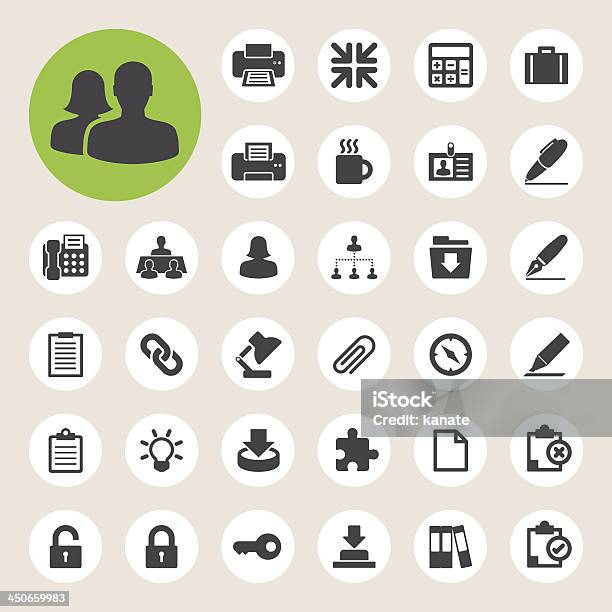 Office Icons Set Vecteurs libres de droits et plus d'images vectorielles de Adulte - Adulte, Affaires, Affaires d'entreprise