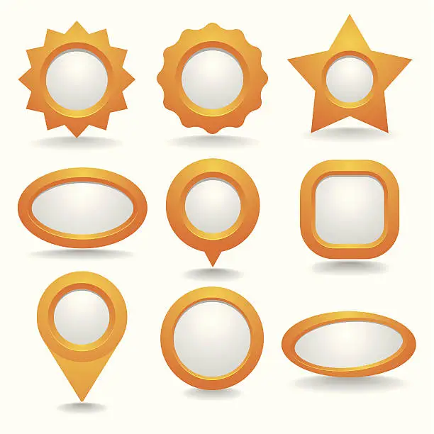 Vector illustration of Orange button collection