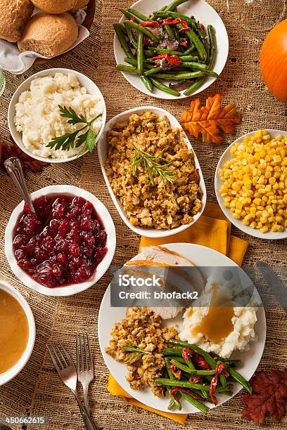 Homemade Turkey Thanksgiving Dinner Stock Photo - Download Image Now - Thanksgiving - Holiday, Dinner, Meal