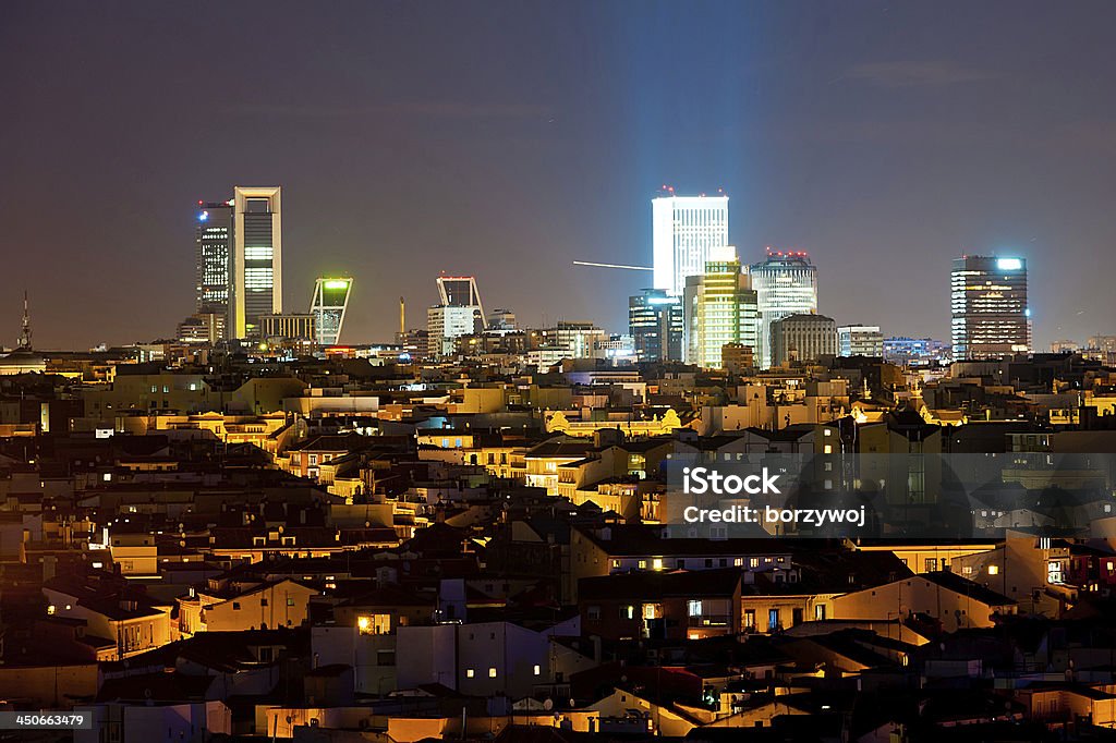 nigh cityscape of Madrid Panoramic night cityscape of business district of Madrid Madrid Stock Photo