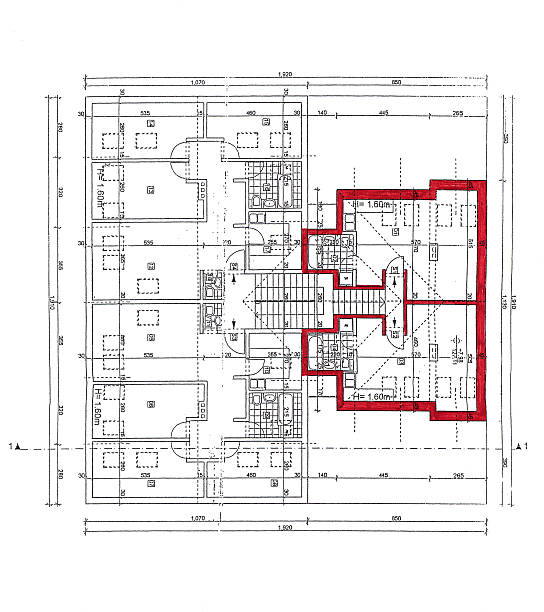 istock plan of the architect on white bakcground, scanned 450664137