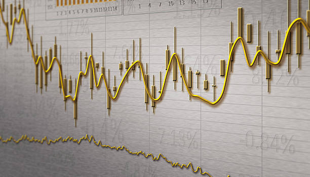 finanzielle diagramm - goldfarbig grafiken stock-fotos und bilder