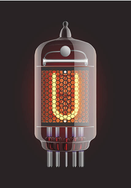 ilustraciones, imágenes clip art, dibujos animados e iconos de stock de radio nixie tubo. - vacuum tube old technology retro revival